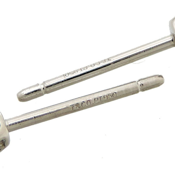 TIFFANY Solitaire Diamond Stud Ladies Earrings Pt950 Platinum - Picture 5 of 6